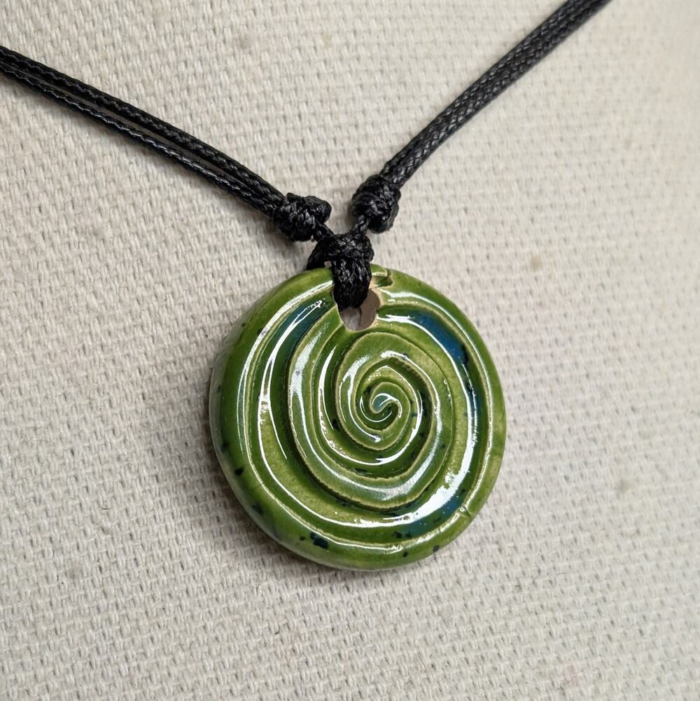 T Rex Fossil Pendant Ceramic Wax Seal Boho Hippie Adjustable Rope Cord Jewelry